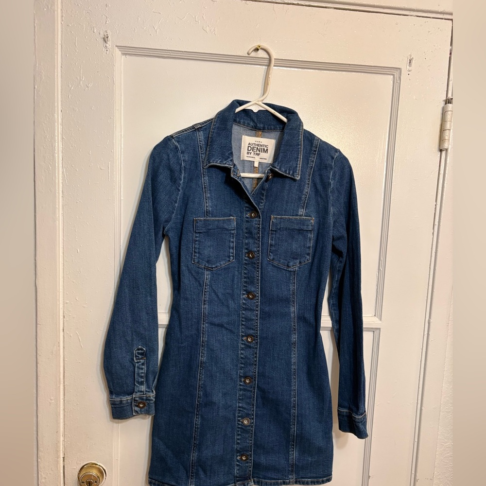 zara denim by TRF  blue denim dress - Picture 2 of 4